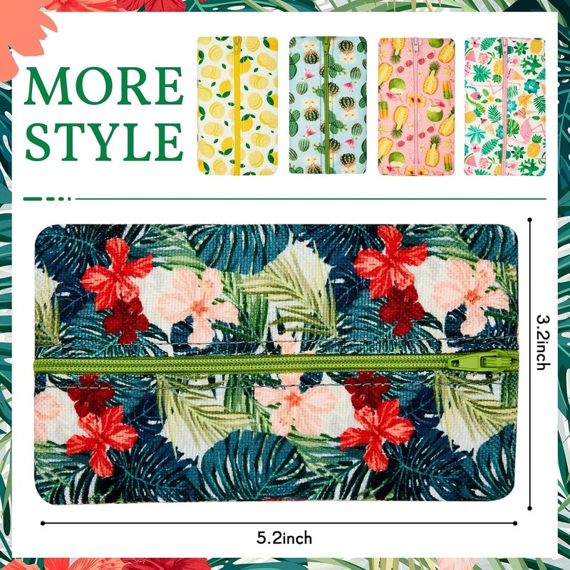 Sherr 5 Pieces Tissues Purse Pocket Tissue Holder Reusable Travel Tissue Pouch Fabric Zipper Enclosed Small Size Flower Pattern Tissue Holder for Purse Coins for Summer, 5.25 x 3 Inch - Image 3